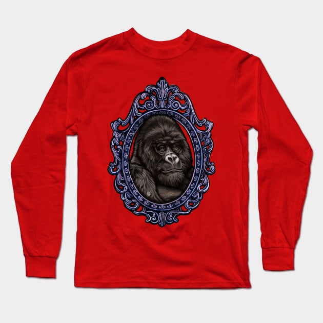 Mammal Cameo: Silverback Gorilla (The Patriarch) Long Sleeve T-Shirt by FreyStrandDraws